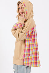 SAGE + FIG Mineral Wash Plaid Hoodie - Full Size Oversized Comfort