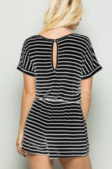 Heimish Striped Round Neck Short Sleeve Romper - Stylish & Comfortable One-Piece Outfit