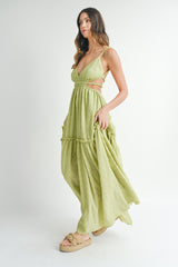 MABLE Cutout Waist Backless Maxi Dress - Bold & Elegant Evening Wear
