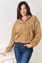Trendy Long Sleeve Dropped Shoulder Jacket - Perfect for Layering