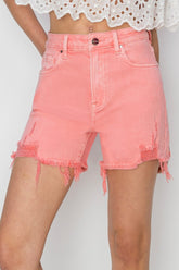 RISEN Women's High Rise Distressed Denim Shorts - Trendy Summer Fashion