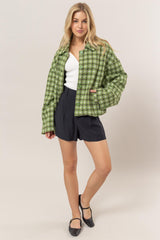 HYFVE Women's Tweed Plaid Button-Up Jacket - Sophisticated & Versatile Outerwear