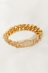 Elegant Gold-Plated Alloy & Zircon Bracelet - Dazzling Jewelry Piece