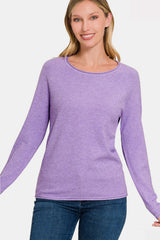 Zenana Women's Rolled Round Neck Long Sleeve Sweater - Classic & Versatile
