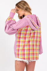 SAGE + FIG Full Size Plaid Print Mineral Wash Hoodie - Vintage Style