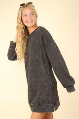 Cozy Mineral Washed Oversized Sweatshirt Dress with Pockets | VERY J