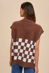 Stylish Checkered Button Down Short Sleeve Cardigan for Women by Annie Wear