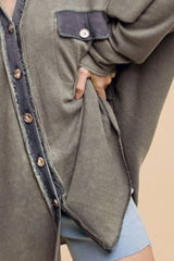 Annie Wear Women's Waffle-Knit Mineral Washed Button Down Shirt - Stylish & Versatile