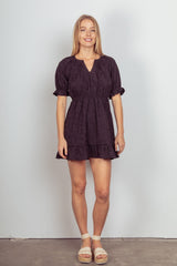 VERY J Floral Textured Woven Ruffled Mini Dress - Perfect for Special Occasions