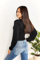 Culture Code Full Size V-Neck Bodysuit with Poet Sleeves - Modern & Elegant