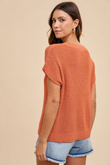 Annie Wear Women's Round Neck Short Sleeve Sweater - Versatile Layering Essential