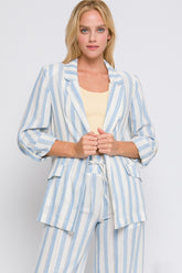 Love Tree Women's Linen Striped Blazer - Chic & Breathable
