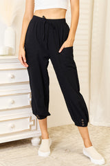 Chic Decorative Button Cropped Pants - Stylish & Versatile Women's Trousers