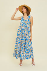 HEYSON Full Size Bohemian Printed Crochet Trim Maxi Dress