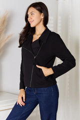 Culture Code Women's Full Size Zip-Up Jacket with Functional Pockets