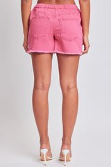 YMI Jeanswear Women's Cotton Drawstring Shorts with Raw Hem