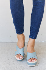 Weeboo Contrast Platform Sandals in Misty Blue | Stylish & Comfortable Mules