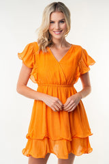 White Birch Full Size Short Sleeve Layered Woven Dress - Elegant & Versatile