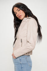 Coalition LA Vegan Leather Zip-Up Hooded Jacket - Stylish & Sustainable