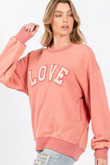SAGE + FIG LOVE Path Applique Drop Shoulder Sweatshirt - Cozy & Stylish Loungewear