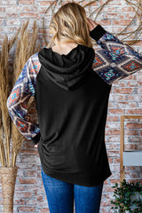 Cozy Heimish Half Button Printed Long Sleeve Hooded Top - Trendy & Versatile