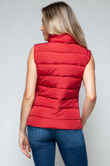 Snobbish Women's Zip-Up Turtleneck Vest with Functional Pockets