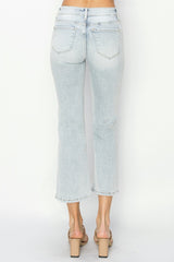 RISEN Mid Rise Cropped Flare Jeans - Trendy and Comfortable Women's Denim