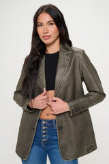 Coalition LA Single-Breasted Vegan Leather Blazer - Chic, Cruelty-Free Fashion