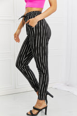 Leggings Depot Full-Size Striped Joggers with Pockets & Drawstring
