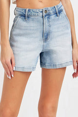 Risen Women's Full Size High Rise Denim Shorts - Chic & Versatile Summer Essential