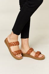 WILD DIVA Women's Woven Dual Band Platform Sandals - Trendy Summer Footwear