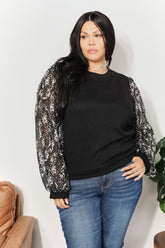 And The Why Full Size Foil Printed Sleeve Knit Top – Stylish & Comfortable
