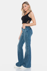 Judy Blue Full Size Tummy Control Vintage Wash Flare Jeans with Cut Hem