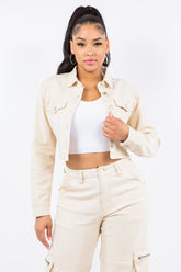 American Bazi Laced Back Cropped Jacket - Trendy and Versatile Fashion