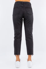 American Bazi Women's High Waist Distressed Cropped Jeans - Stylish Straight Denim