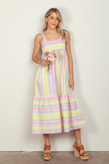 Stylish Striped Woven Smocked Midi Cami Dress by VERY J