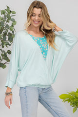 Celeste Women's Floral Round Neck Top with Elegant Two Layer Detail - USA Made