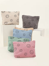 Zenana Corduroy Smile Clutch Bag - Trendy Pinstripe Design with Charming Smiley Face