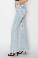 Trendy Full Size High Rise Flare Jeans with Stylish Front Patch Pockets