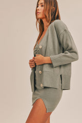 MABLE 3-Piece Sweater Set with Crop Cami, Mini Skirt, and Cardigan - Stylish Comfort