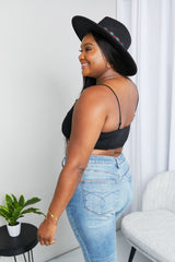 Zenana Full Size Black Textured Spaghetti Strap Bralette - Comfortable, Minimalist Style