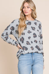 BOMBOM Wild Leopard Print Drop Shoulder T-Shirt - Trendy & Relaxed Fit