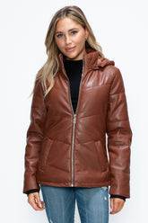 Stylish Zip-Up Puffer Jacket with Removable Hood and Pockets - How Dare U