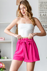 Heimish Trendy Texture High Waist Tied Summer Shorts for Women