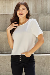 And The Why Chic Criss Cross Pearl Embellished Open Back T-Shirt - Pearly White