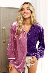 BiBi Contrast Button-Up Long Sleeve Shirt for Stylish Versatility
