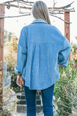 And The Why Women's Corduroy Contrast Long Sleeve Shacket - Versatile Button Down Jacket