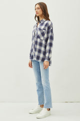 Cozy Plaid Flannel Button-Down Shirt with Chest Pocket - Be Cool Collection