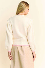 Davi & Dani Floral Patch Fuzzy Mock Neck Women's Sweater - Cozy & Stylish