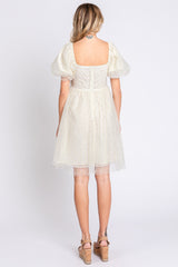 GeeGee Pearl Mesh Puff Sleeve Babydoll Dress - Elegant Special Occasion Wear
